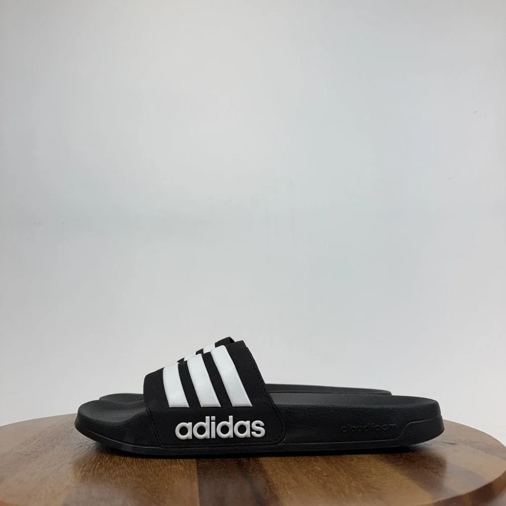 New Mens Adidas Adilette Shower Slide Black White Casual Sandals Size  11 M NWOB